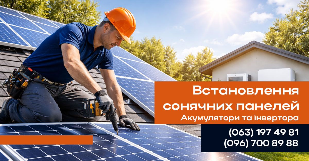 Встановлення сонячних панелей ✔️ Акумулятори та інвертора